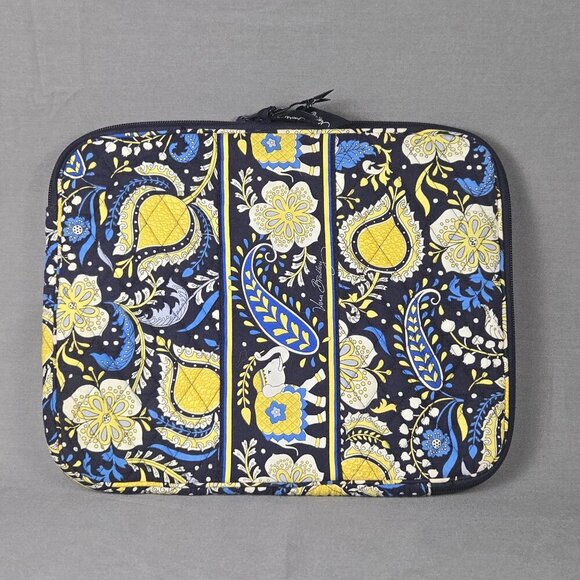Vera Bradley Laptop Case ELLIE BLUE Retired Elephant Print Quilted Bag - Picture 1 of 14